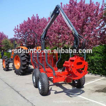 tractor implement log Trailer with crane